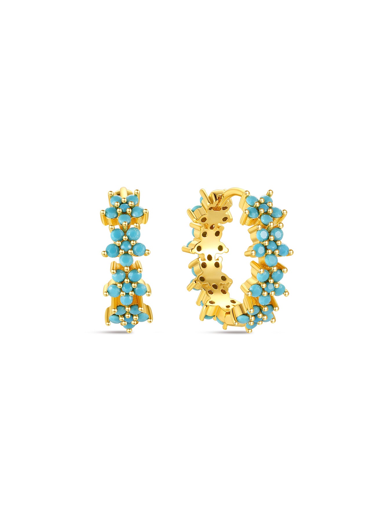 Flowers Bloom Turquoise Huggies Earring-Olarajewelry