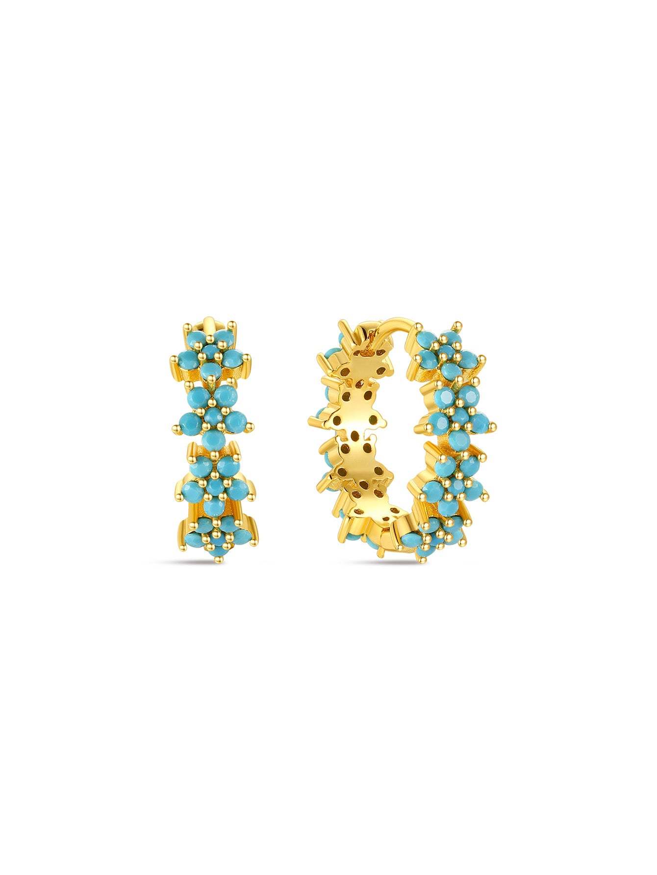 Flowers Bloom Turquoise Huggies Earring-Olarajewelry