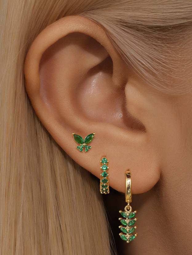 S925 Green Butterfly Earring Set-Olarajewelry