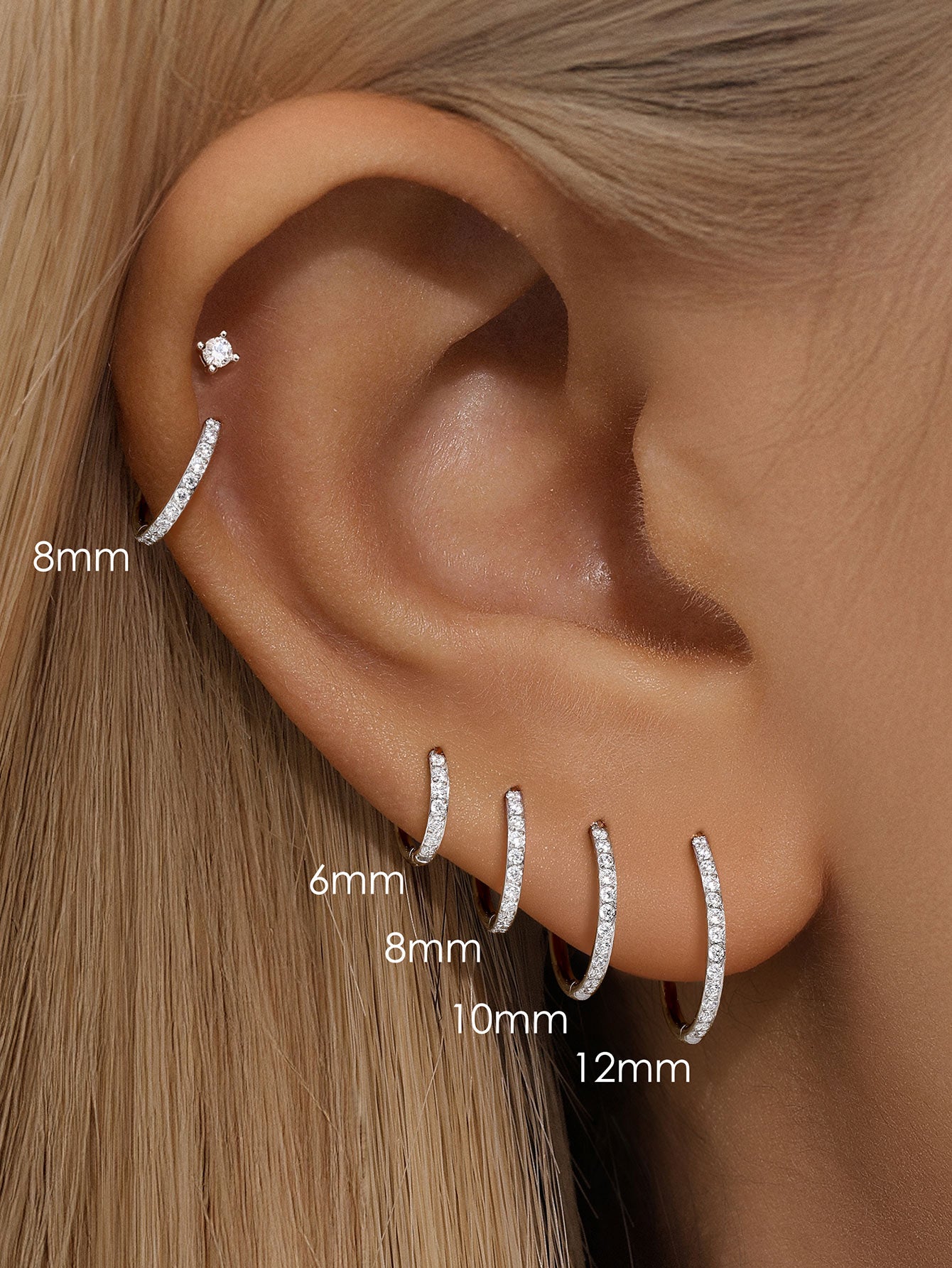 Titanium Waterproof Multiple Sizes 5A CZ Cartilage Hoop 16g 18g-Olarajewelry
