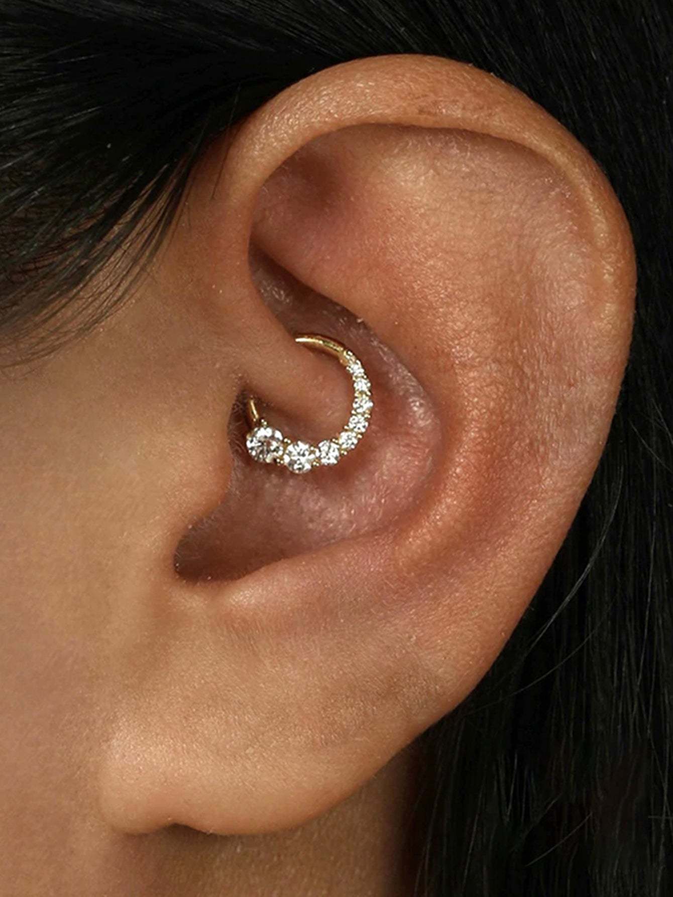 S925  Crystal Zircon Ear Ring Hoop 8MM-Olarajewelry