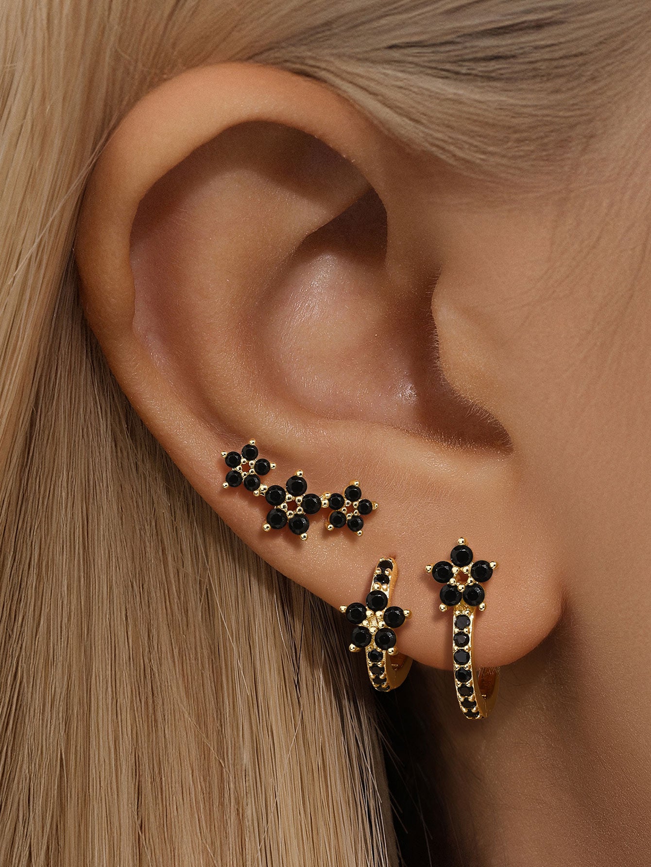 Black Zirconia Flower Butterfly Fashion Elegant S925 Earring-Olarajewelry