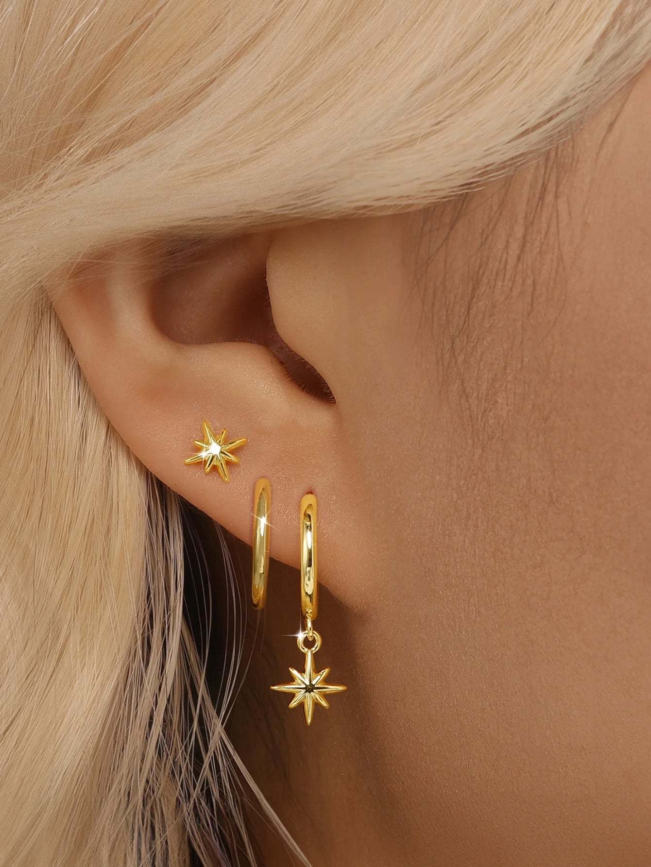 Olara 8 Pointed Star Pendant Earring Set-Olarajewelry