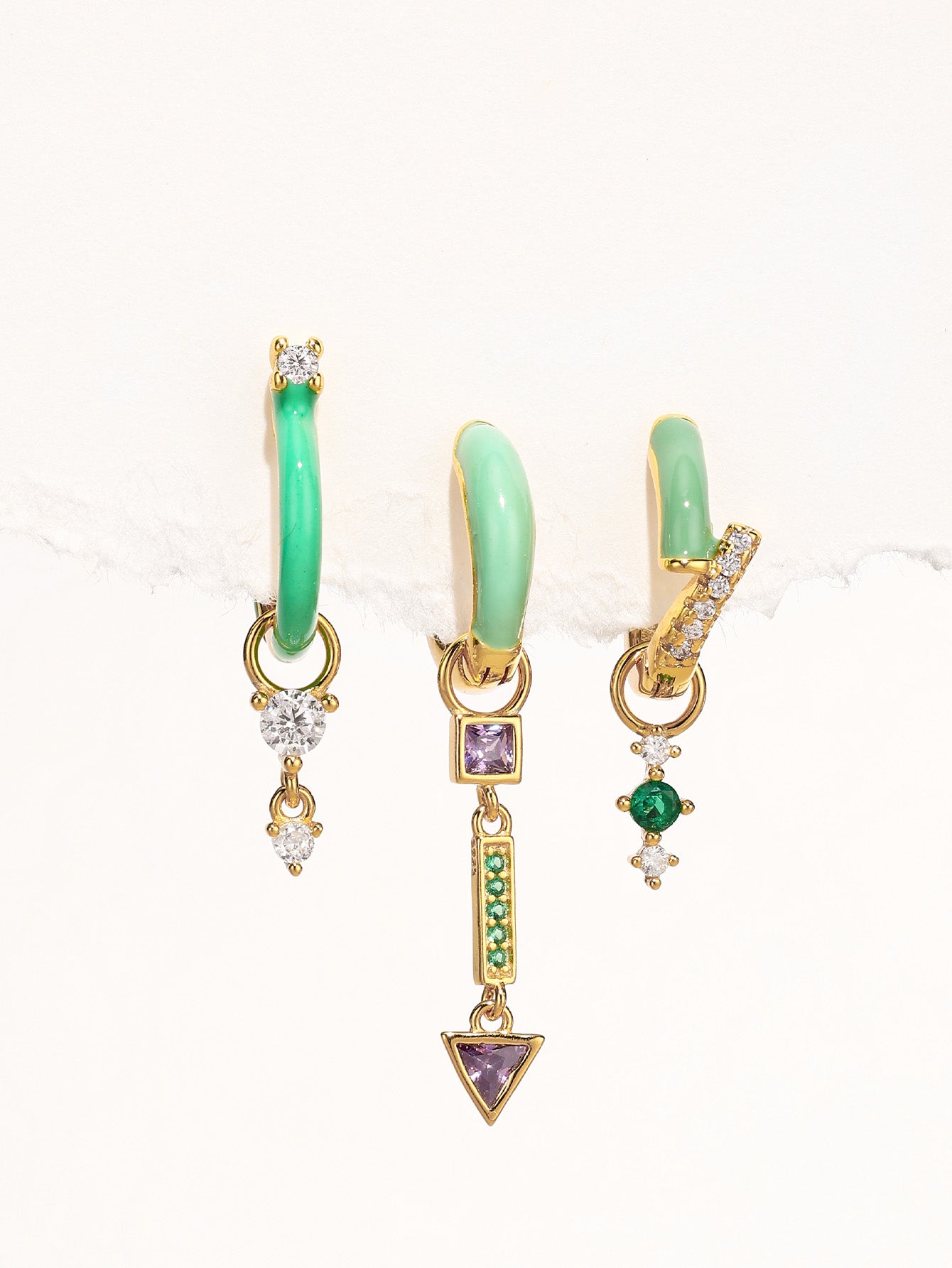 Green Oil Drop S925 Earrings Set-Olarajewelry