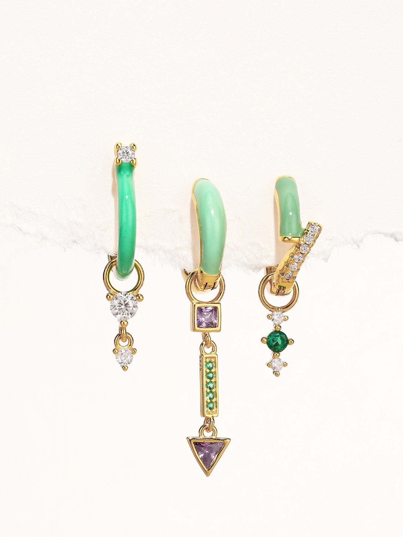 Green Oil Drop S925 Earrings Set-Olarajewelry