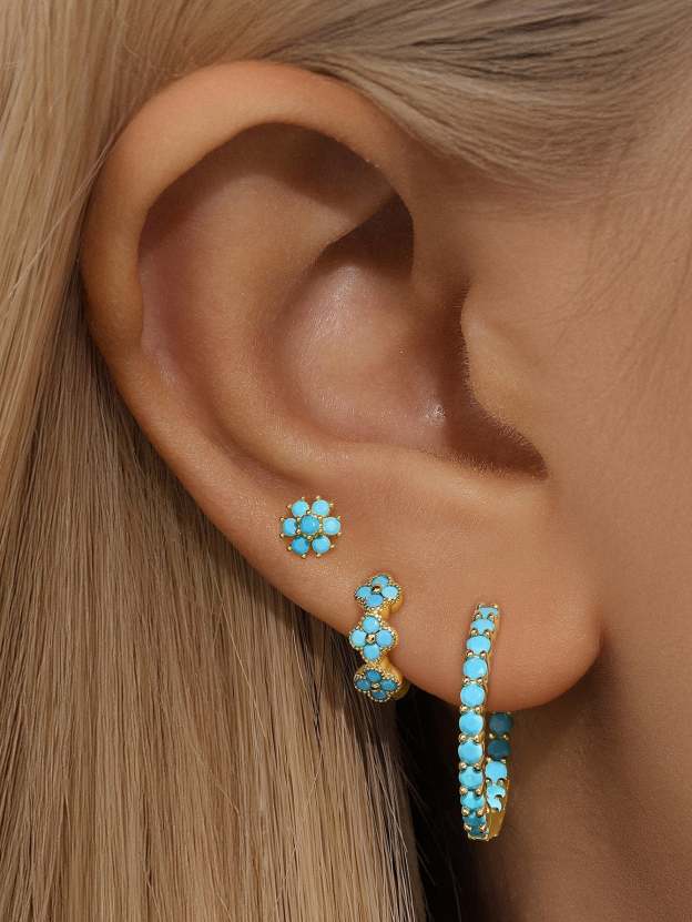 Petal Turquoise Huggie Earring-Olarajewelry