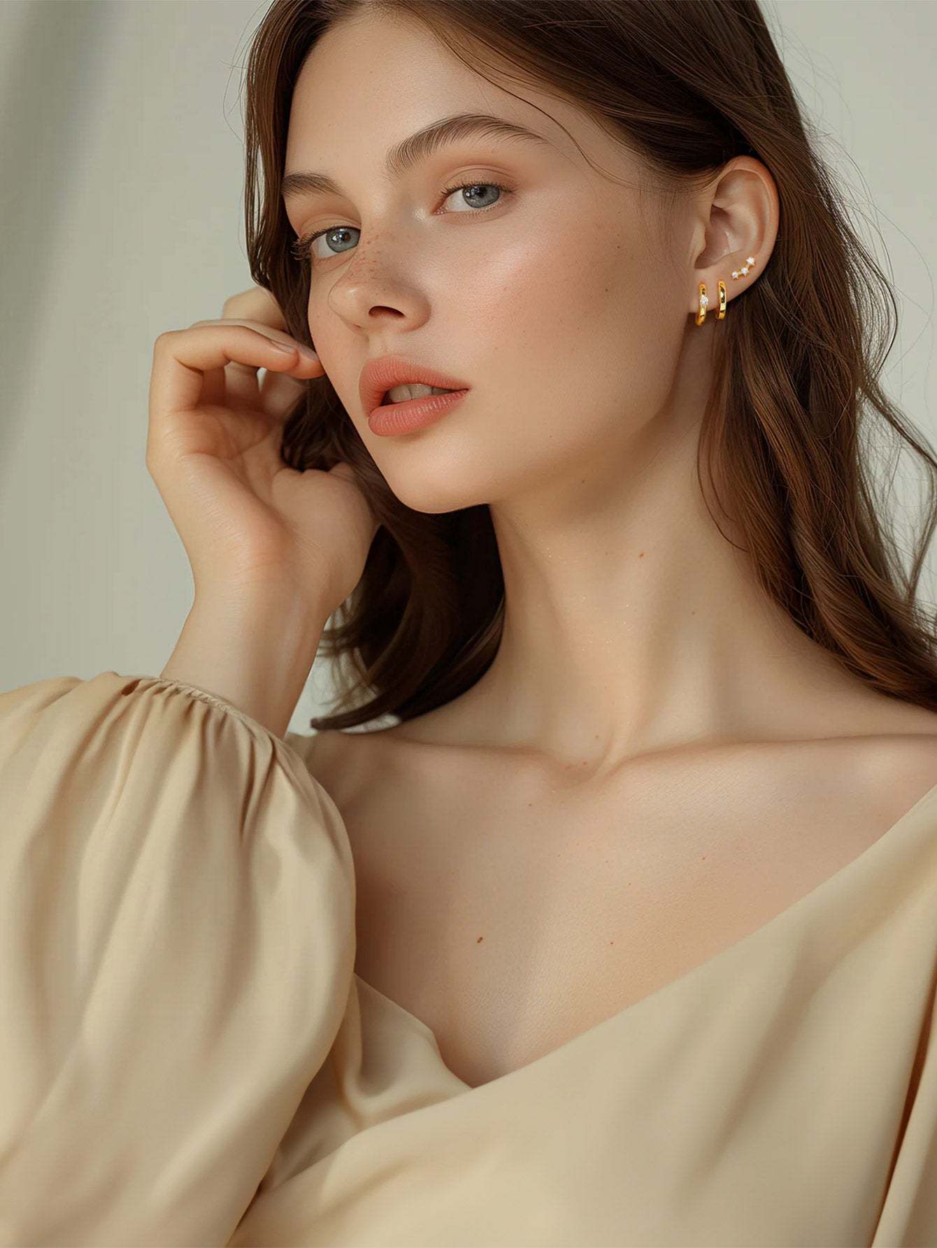 S925 Simple Elegant Zircon Earring Set-Olarajewelry