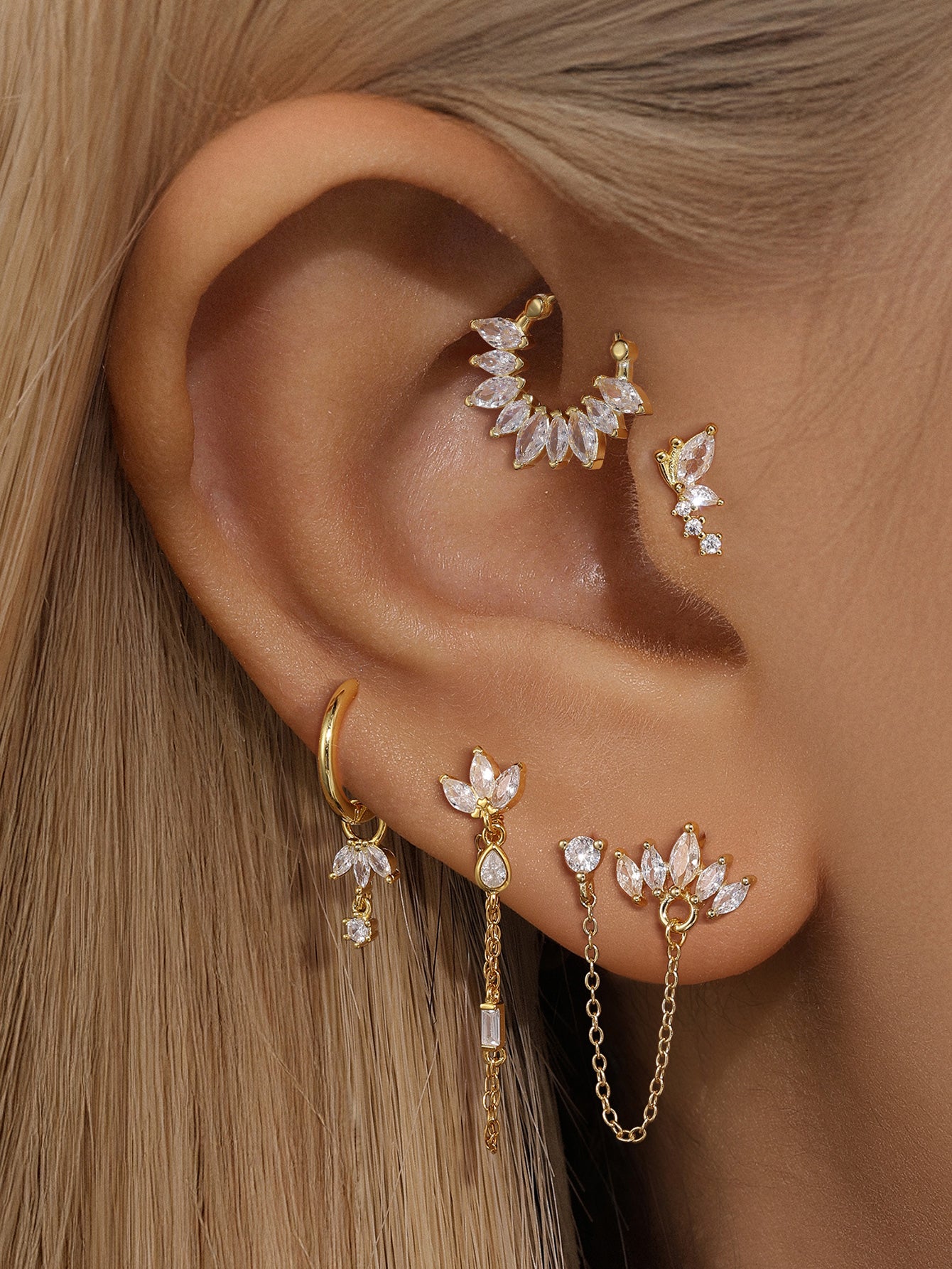 S925 Fashionable Versatile Flower 5 Piece Series-Olarajewelry