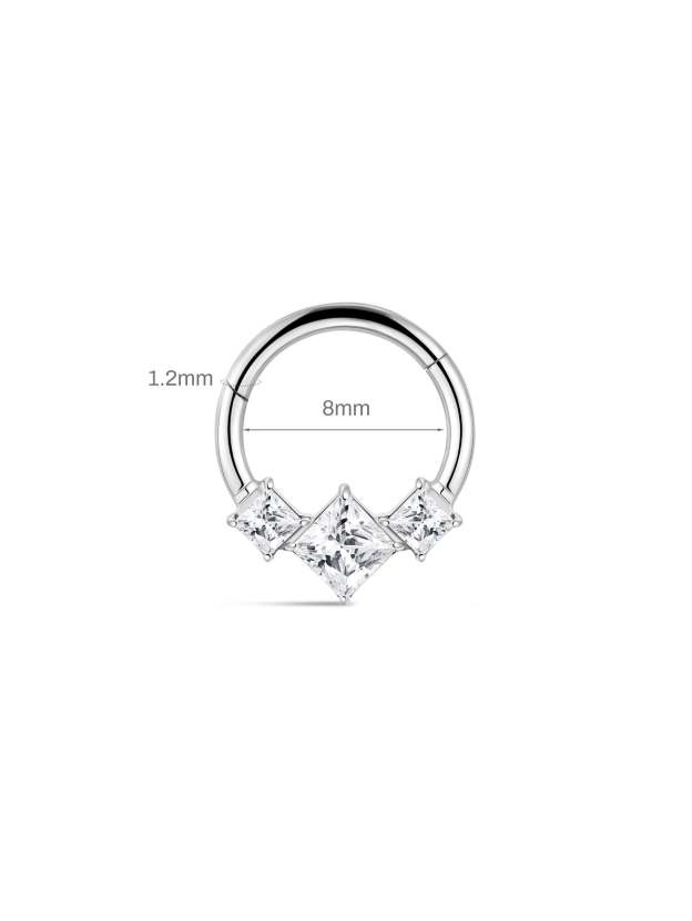 G23 Titanium Square Zircon Daith Earrings 8MM-Olarajewelry