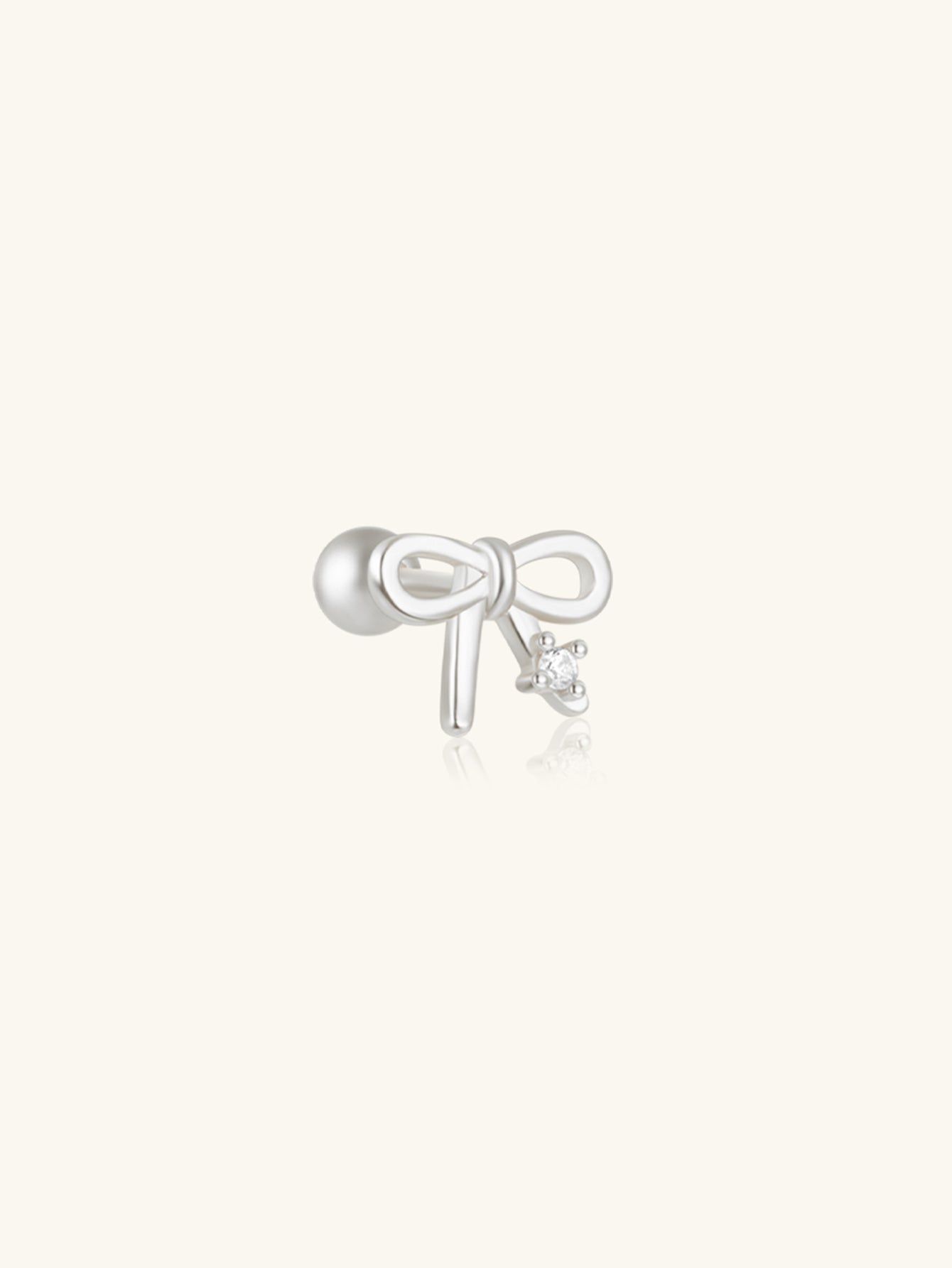S925 Bowknot Zircon Elegant Ear Piercing Stud-Olarajewelry