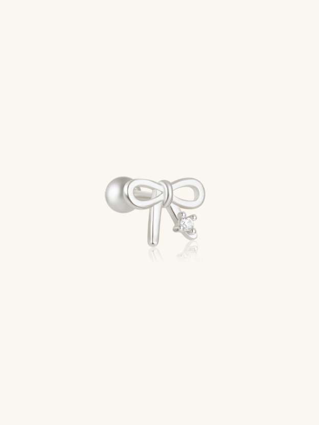 S925 Bowknot Zircon Elegant Ear Piercing Stud-Olarajewelry