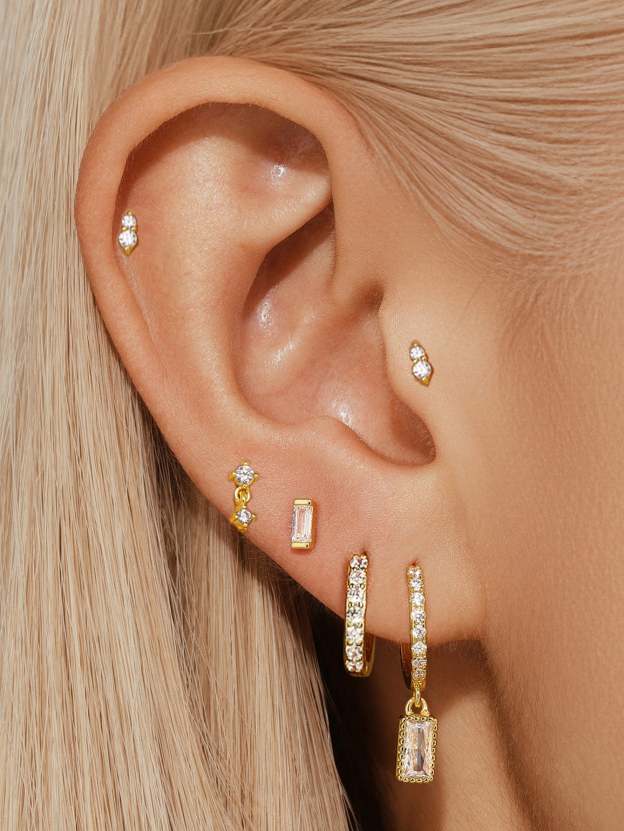 Olara Pave Sugar Cube Earring Set-Olarajewelry