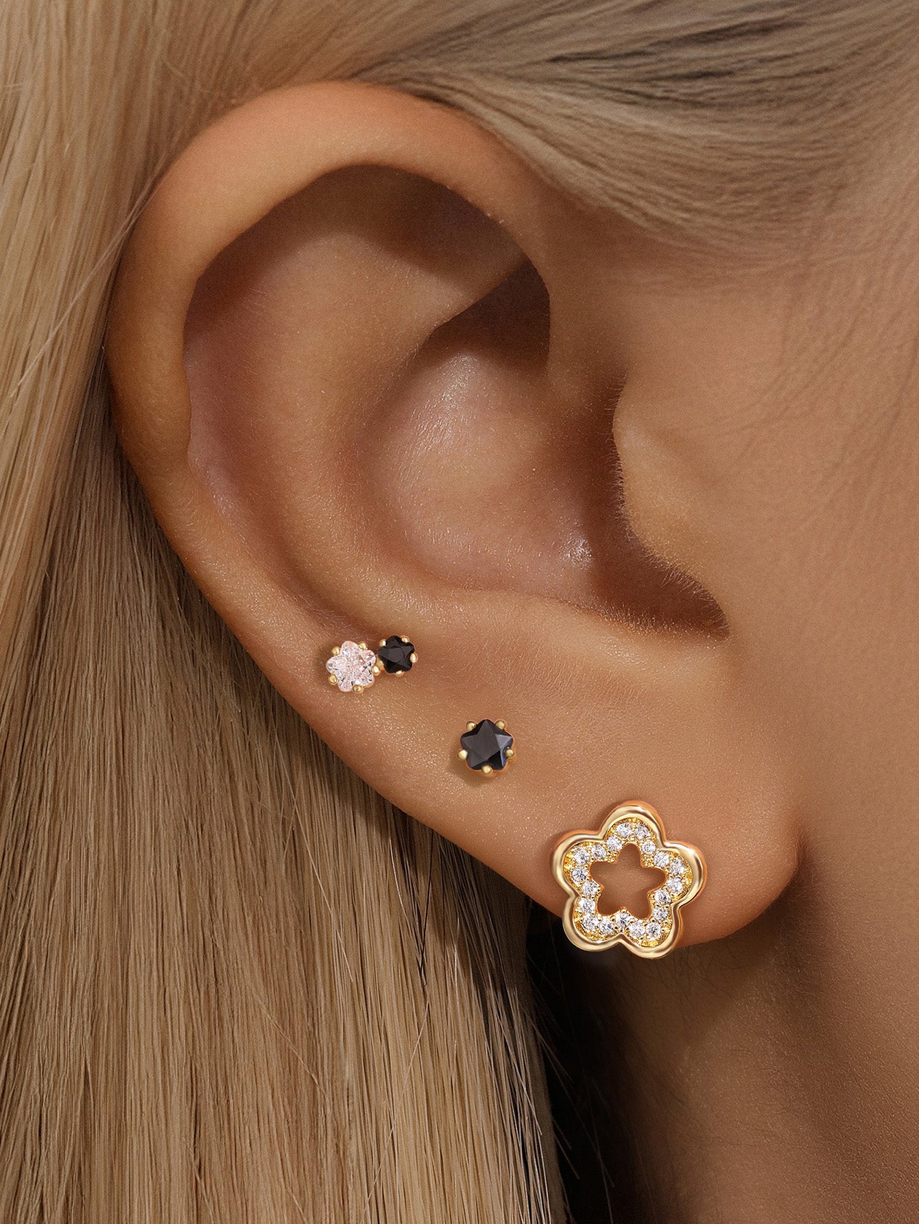 Black Star Flower Earring Series-Olarajewelry