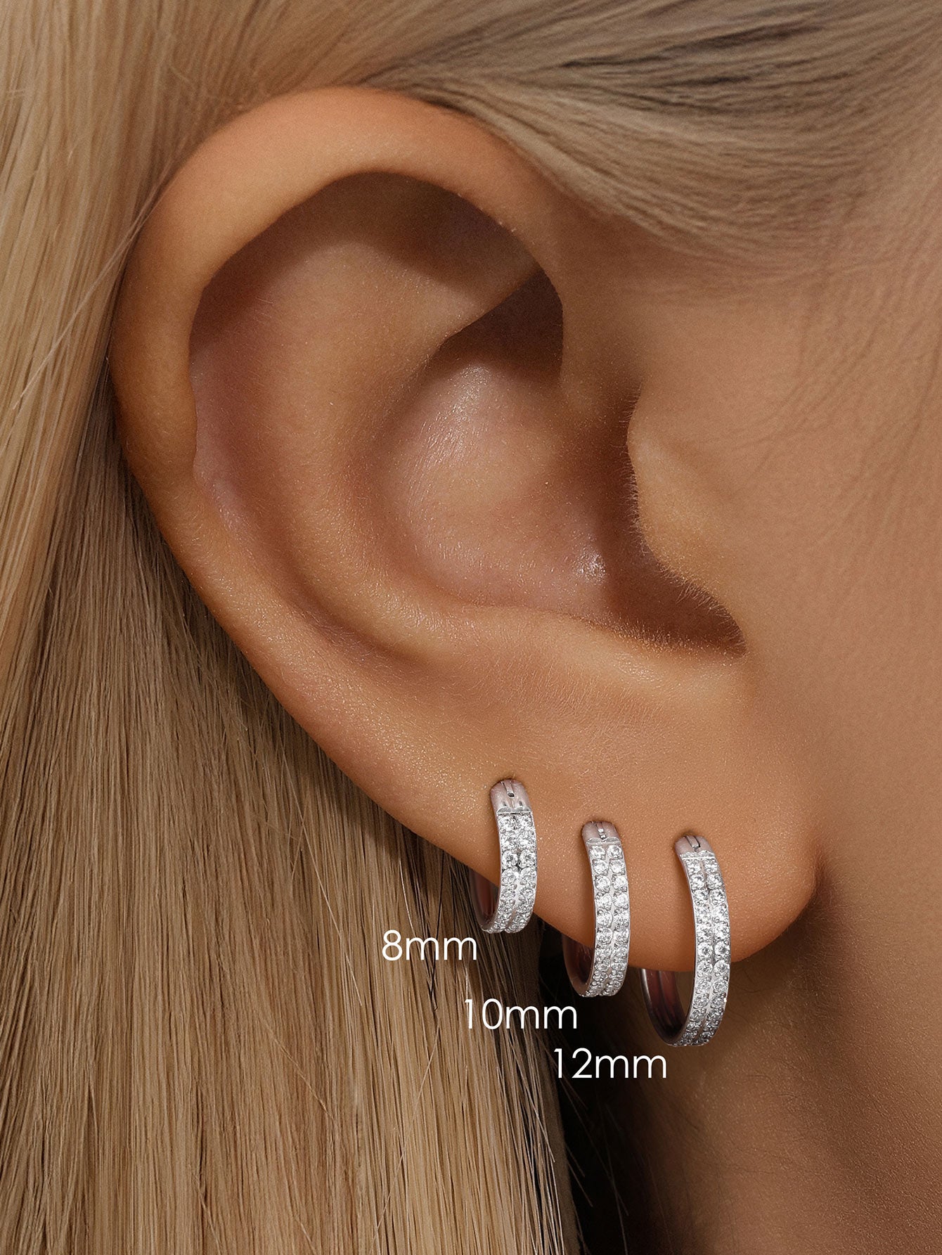 Titanium Waterproof Multiple Sizes 5A CZ Double Row Zirconia Wide Cartilage Hoop 16g-Olarajewelry