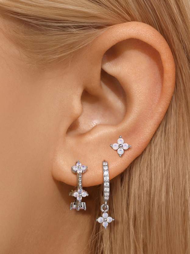 Fashion Opal Flower 3-Piece Earring Set-Olarajewelry