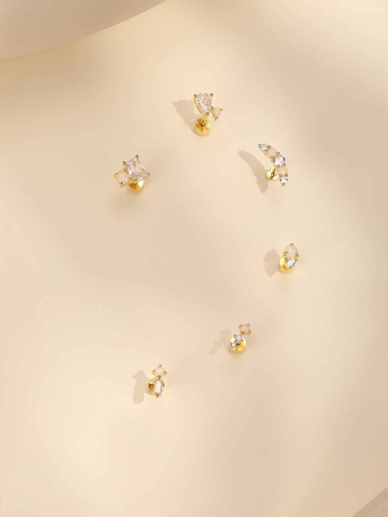 S925 Star and Moon Opal Stud Earring Series-Olarajewelry