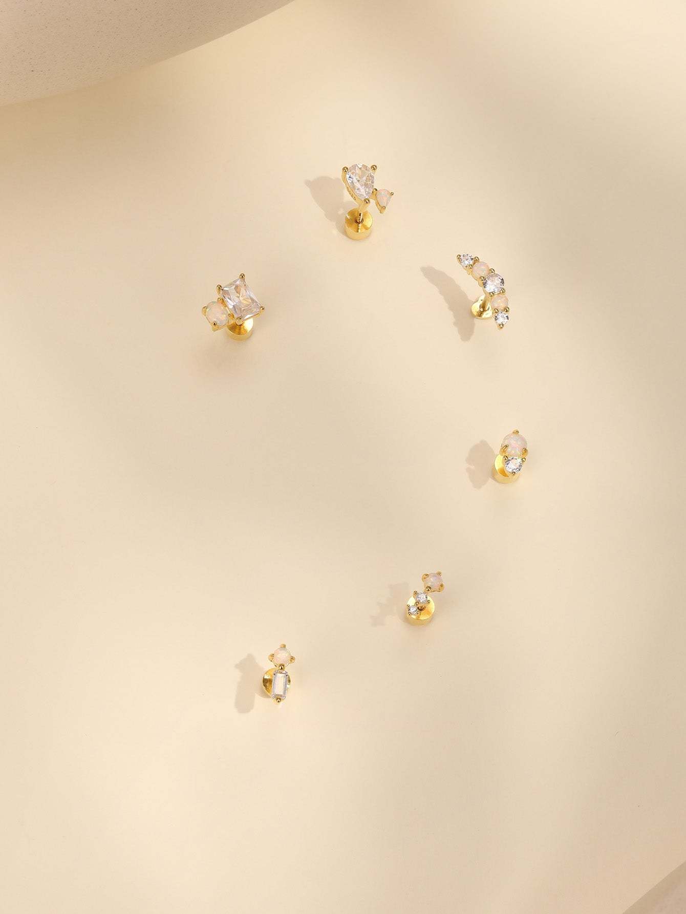 S925 Star and Moon Opal Stud Earring Series-Olarajewelry