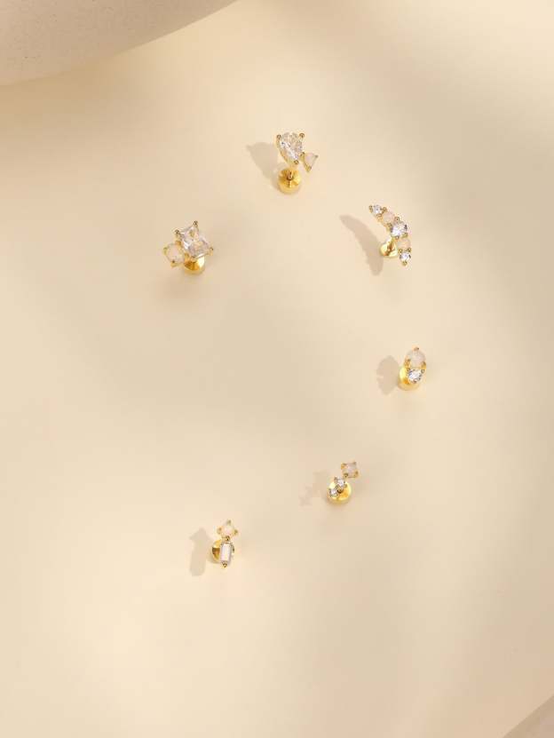 S925 Star and Moon Opal Stud Earring Series-Olarajewelry