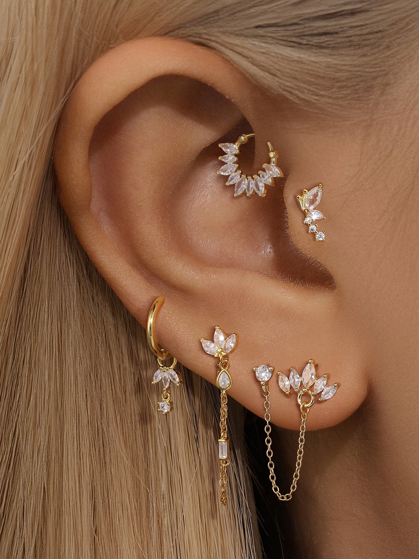 S925 Fashionable Versatile Flower 5 Piece Series-Olarajewelry