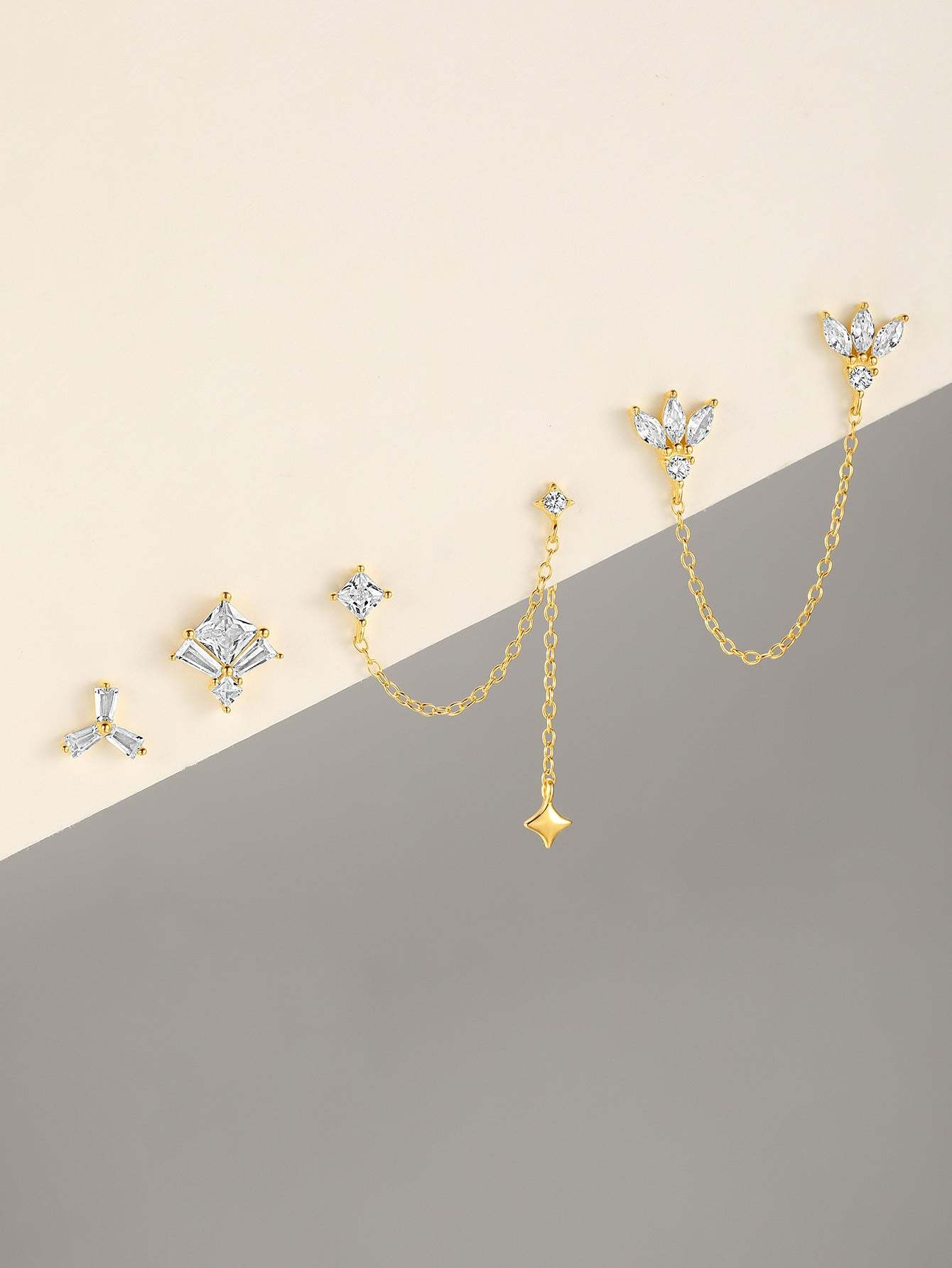 S925 Gold Plated Clover Combo Pendant Earring Series-Olarajewelry