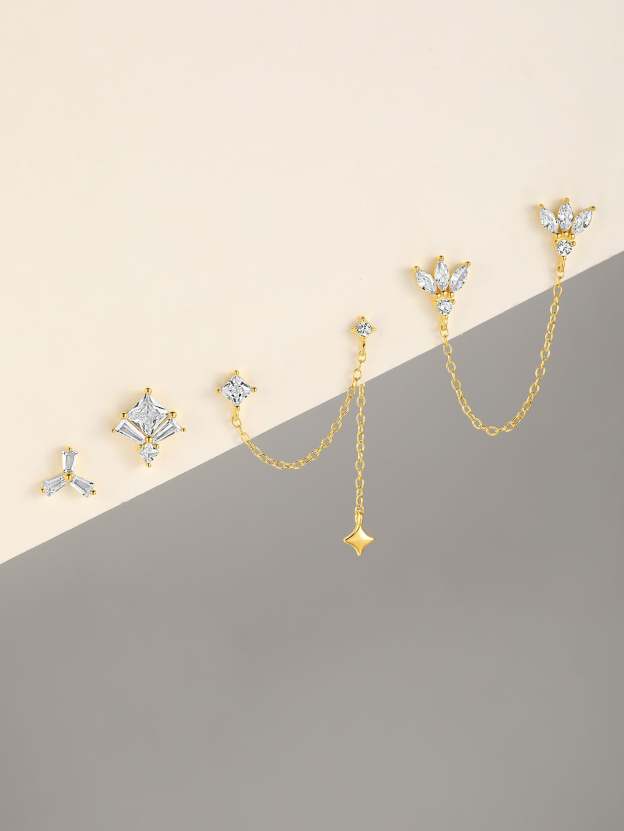 S925 Gold Plated Clover Combo Pendant Earring Series-Olarajewelry