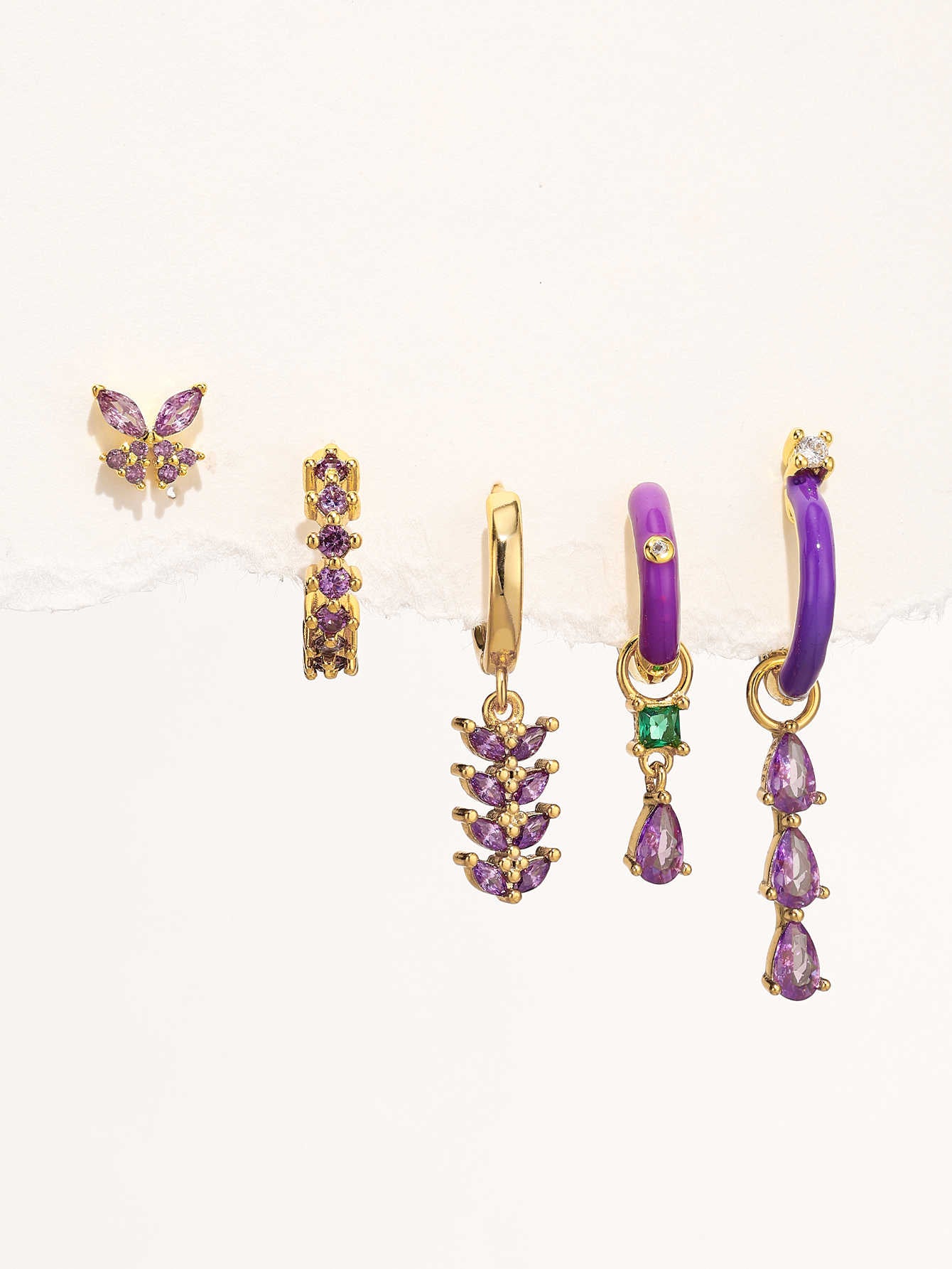 S925 Violet Oil Drop Earring Set-Olarajewelry