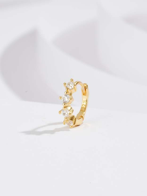 S925 Simple Zircon Hoop Earring 6MM-Olarajewelry