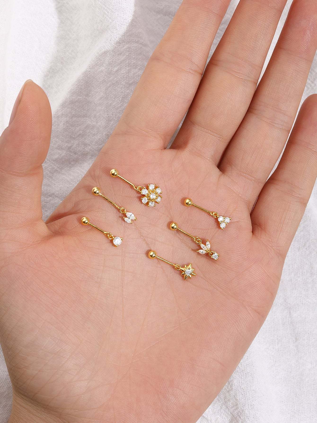 S925 Crown Vertical Helix Ear Piercing Stud-Olarajewelry