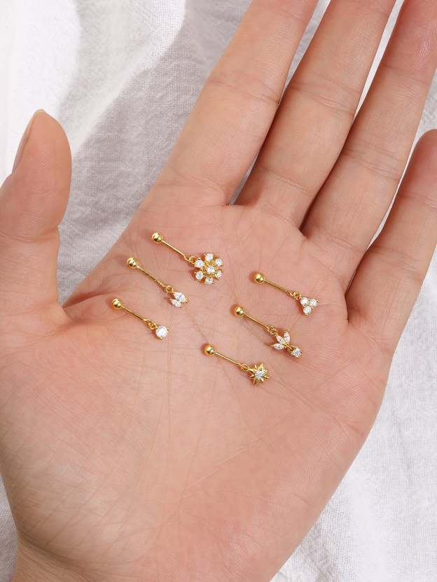 S925 Crown Vertical Helix Ear Piercing Stud-Olarajewelry