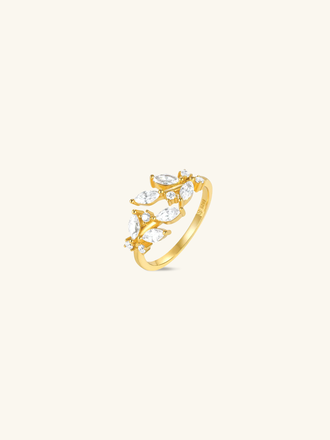 S925 Leaves Zircon Elegant Wedding Open Ring-Olarajewelry