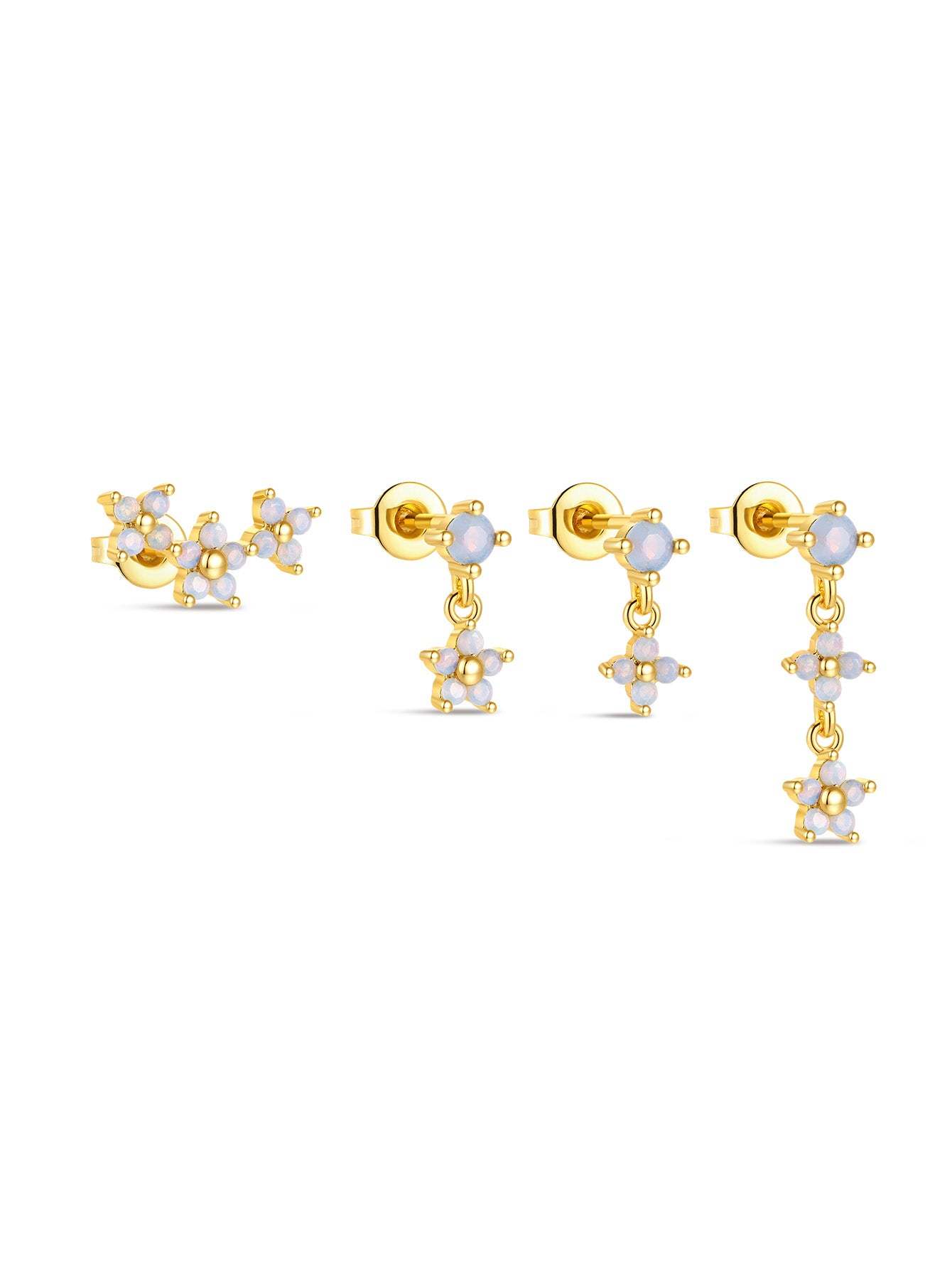 Blue Opal Flower Earring Series-Olarajewelry