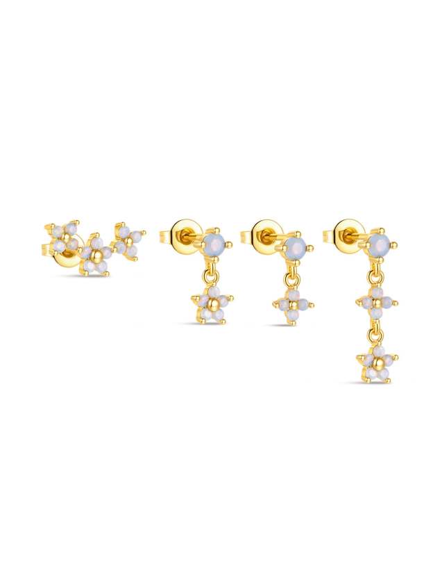 Blue Opal Flower Earring Series-Olarajewelry