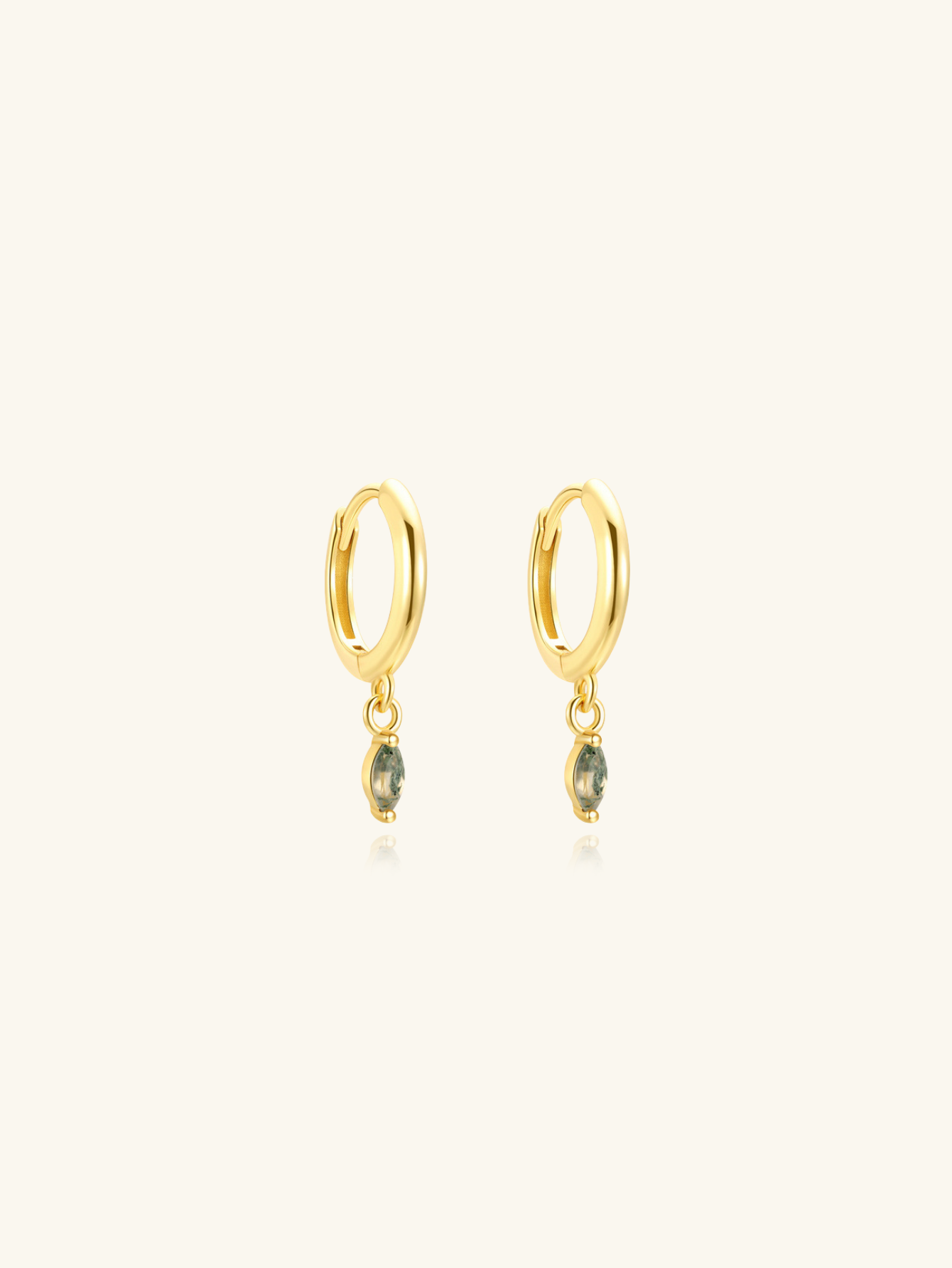 S925 Moss Agate Marquise Drop Earrings
