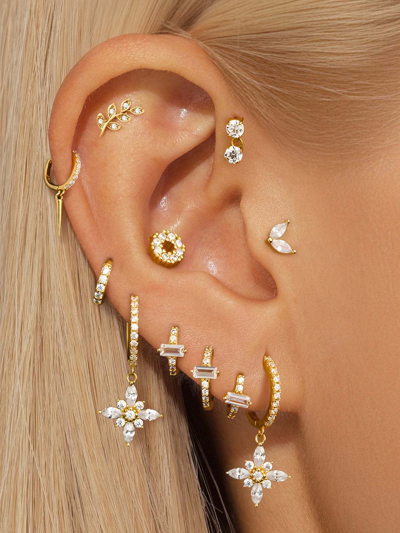 S925 Leaf Pave Perforated Stud-Olarajewelry