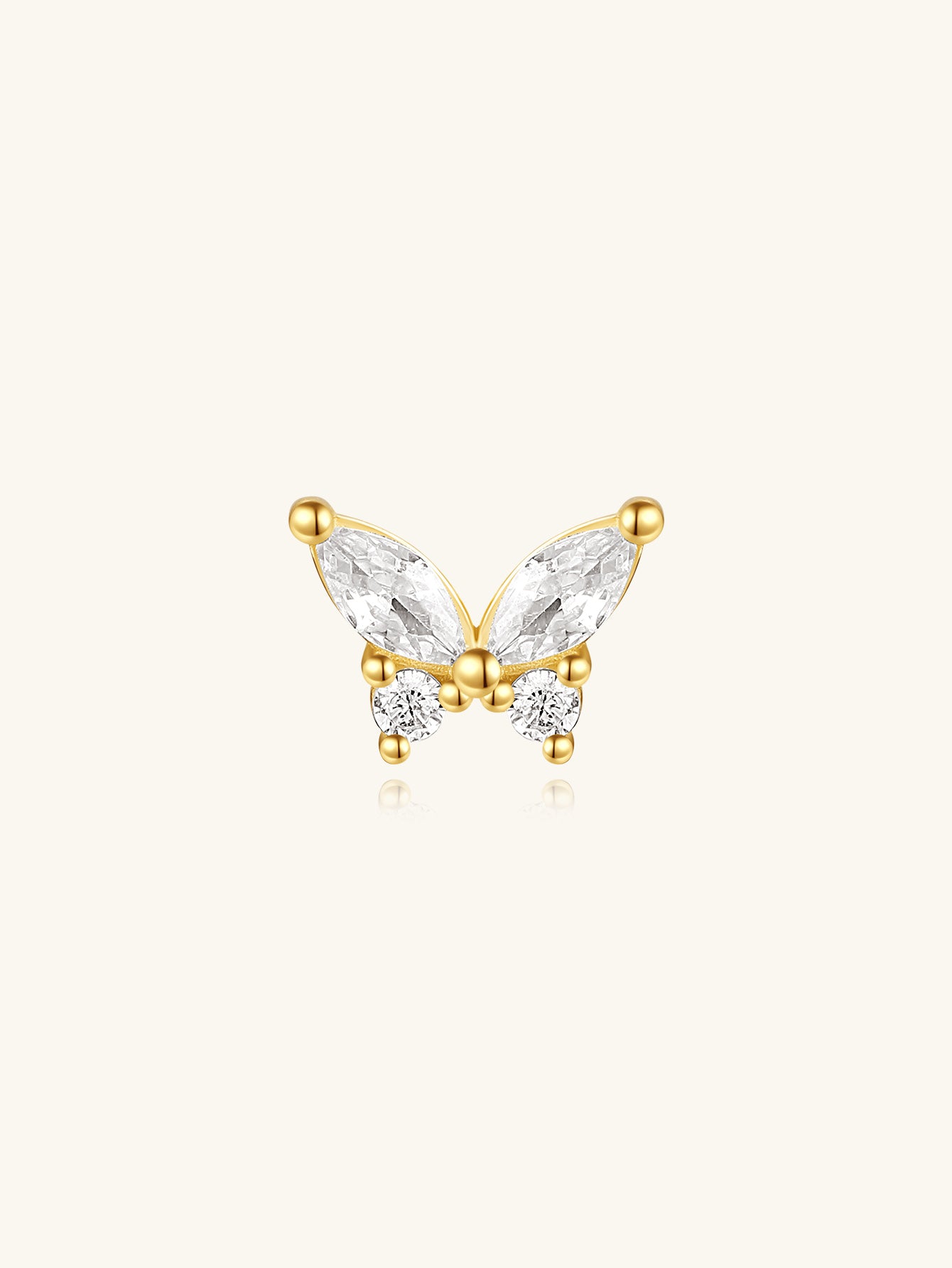 S925 Butterfly Marquise Zircon Ear Piercing Stud-Olarajewelry