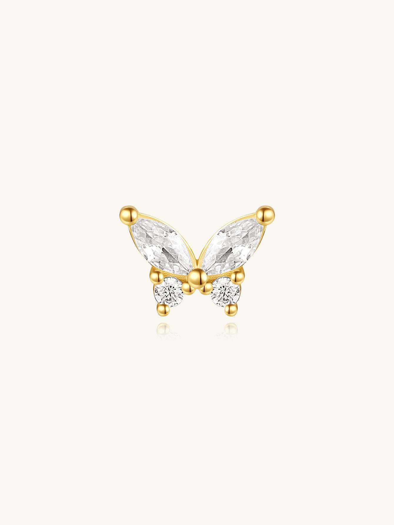 S925 Butterfly Marquise Zircon Ear Piercing Stud-Olarajewelry
