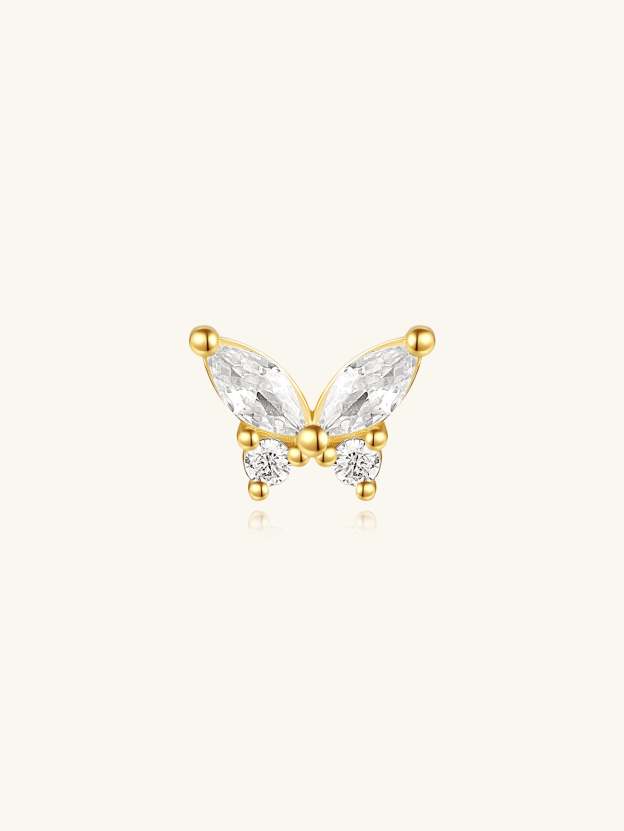 S925 Butterfly Marquise Zircon Ear Piercing Stud-Olarajewelry
