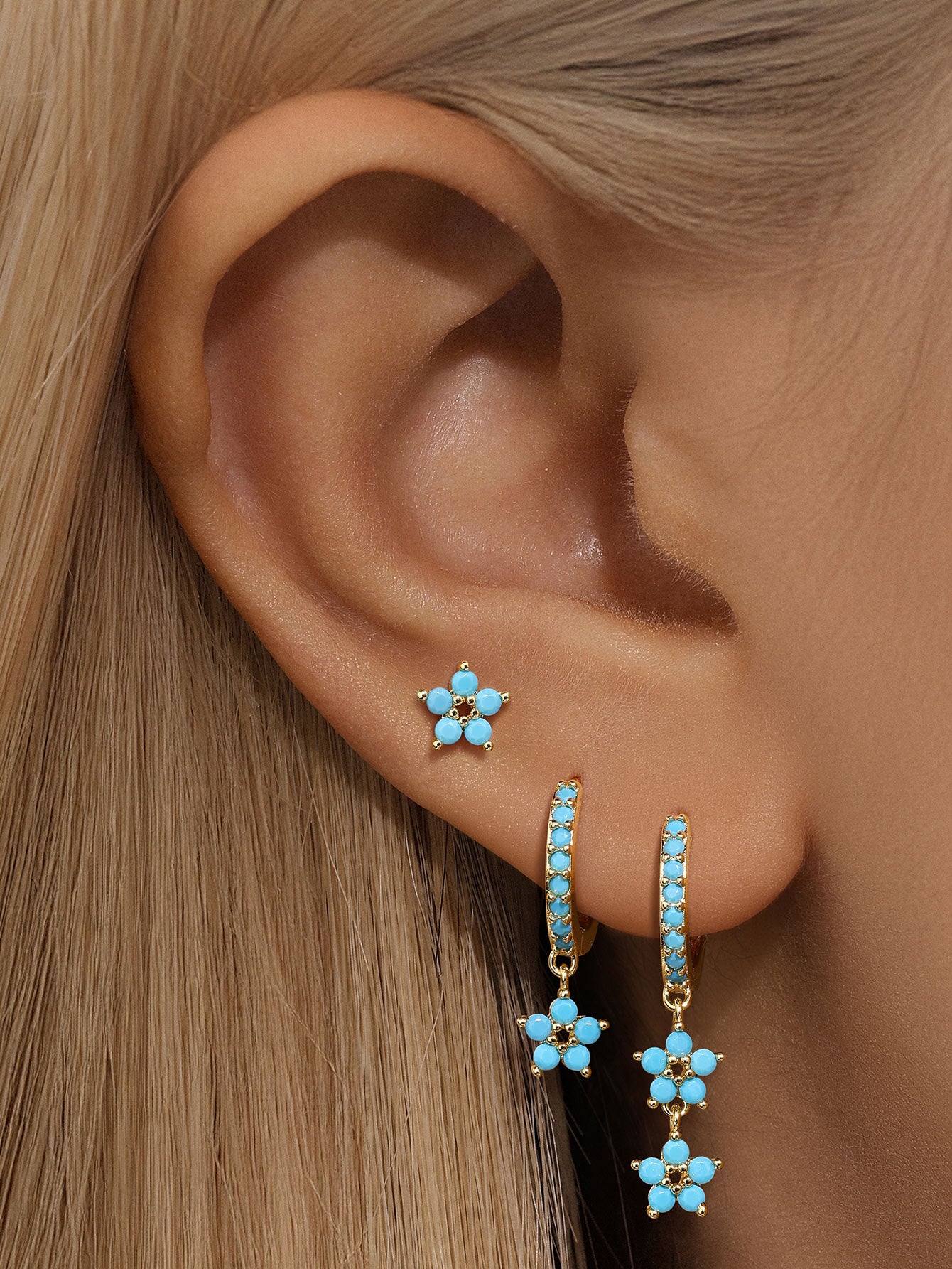 Turquoise Flower Butterfly Fashion Elegant S925 Earring-Olarajewelry