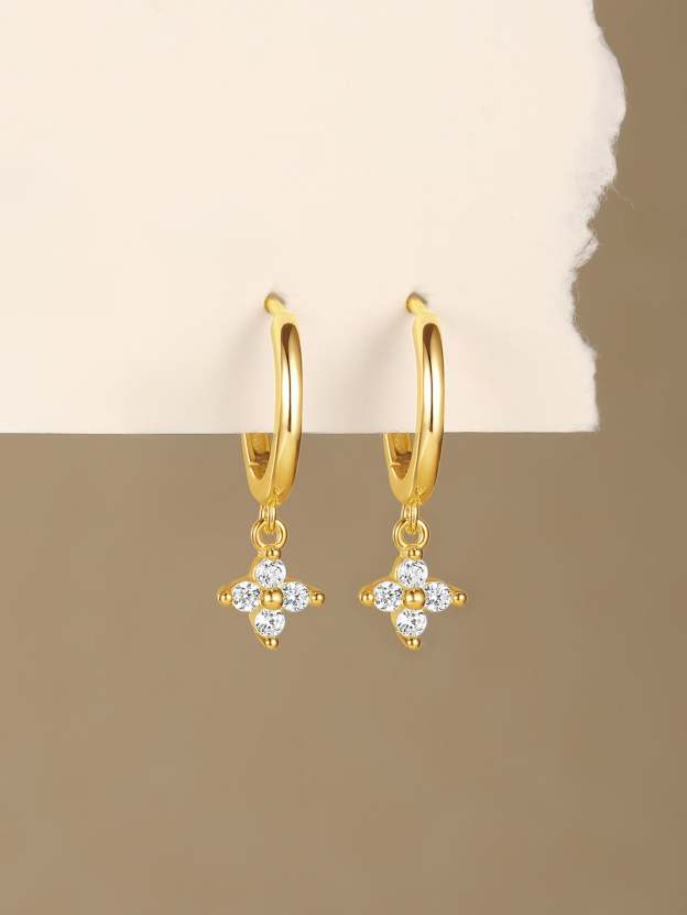 S925 Plum Blossom Zircon Wedding Drop Earrings-Olarajewelry