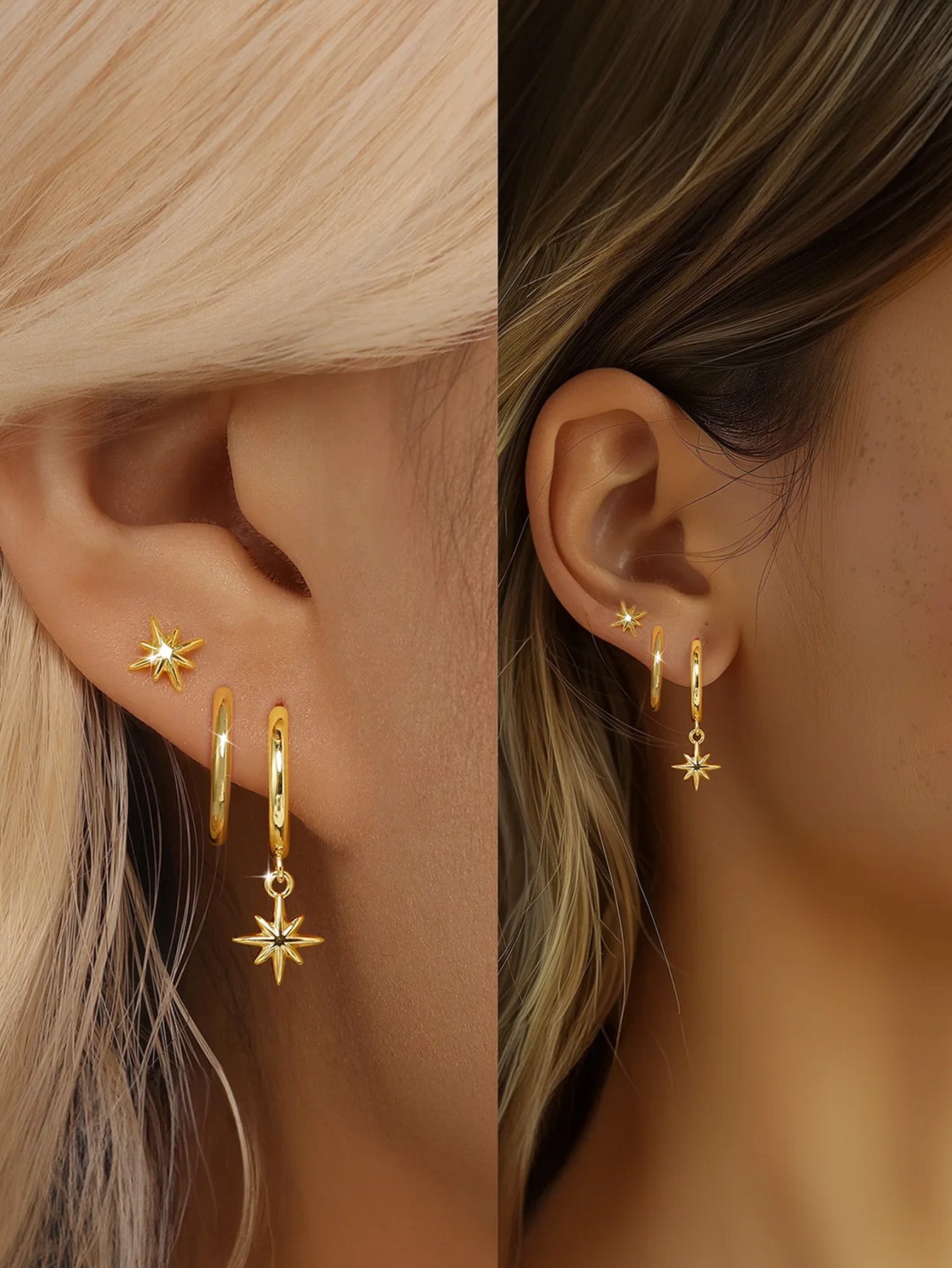 Olara 8 Pointed Star Pendant Earring Set-Olarajewelry
