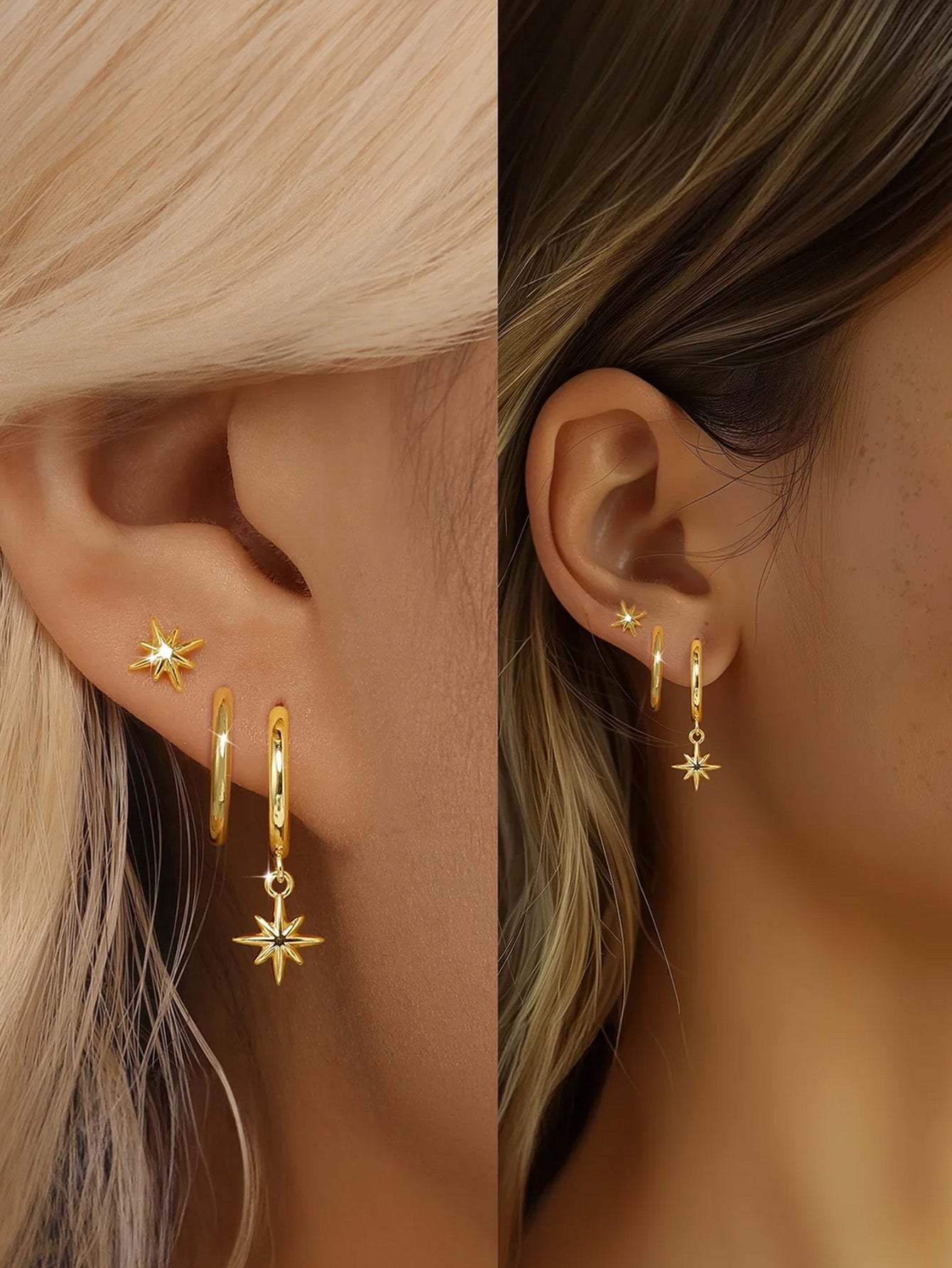 Olara 8 Pointed Star Pendant Earring Set-Olarajewelry