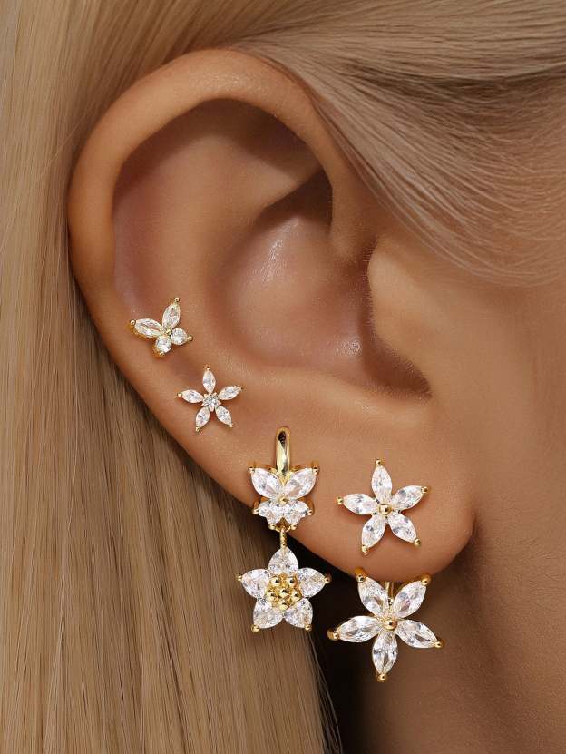 Five-Petal Flower Pendant Butterfly Earrings-Olarajewelry