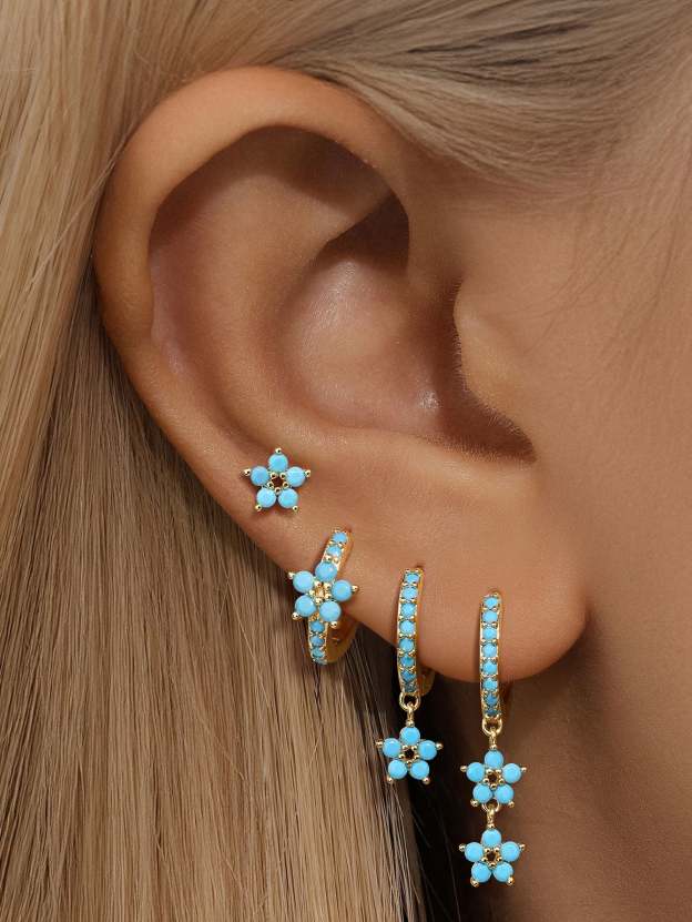 Turquoise Flower Butterfly Fashion Elegant S925 Earring-Olarajewelry
