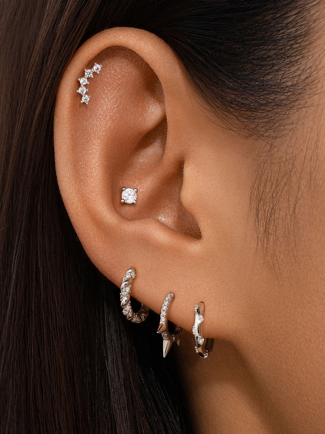 Fashion Huggies With Transparent Zircon Earring Series-Olarajewelry