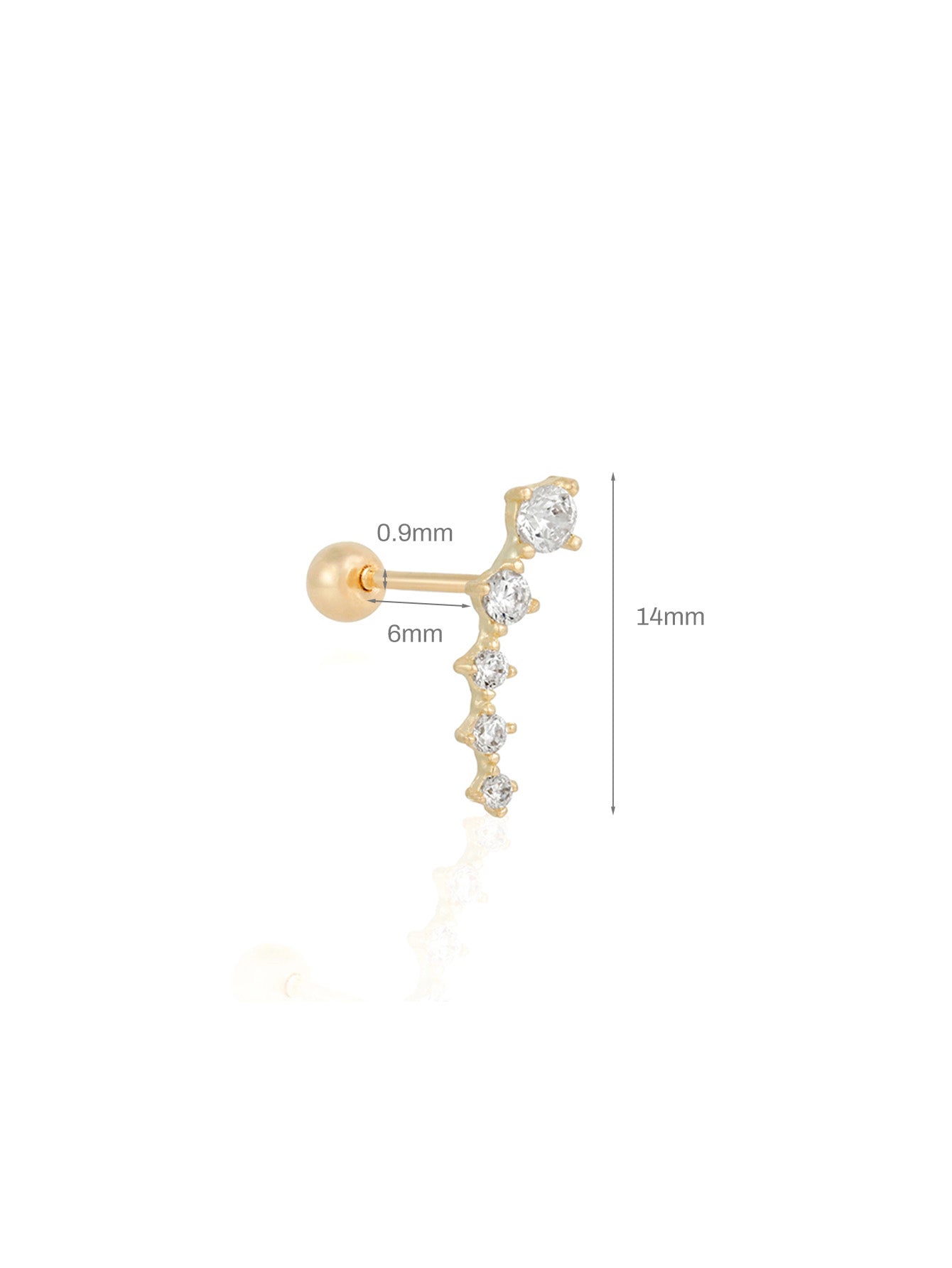 S925 Olara Gold Vermeil Curved Zircon Climber Earring-Olarajewelry