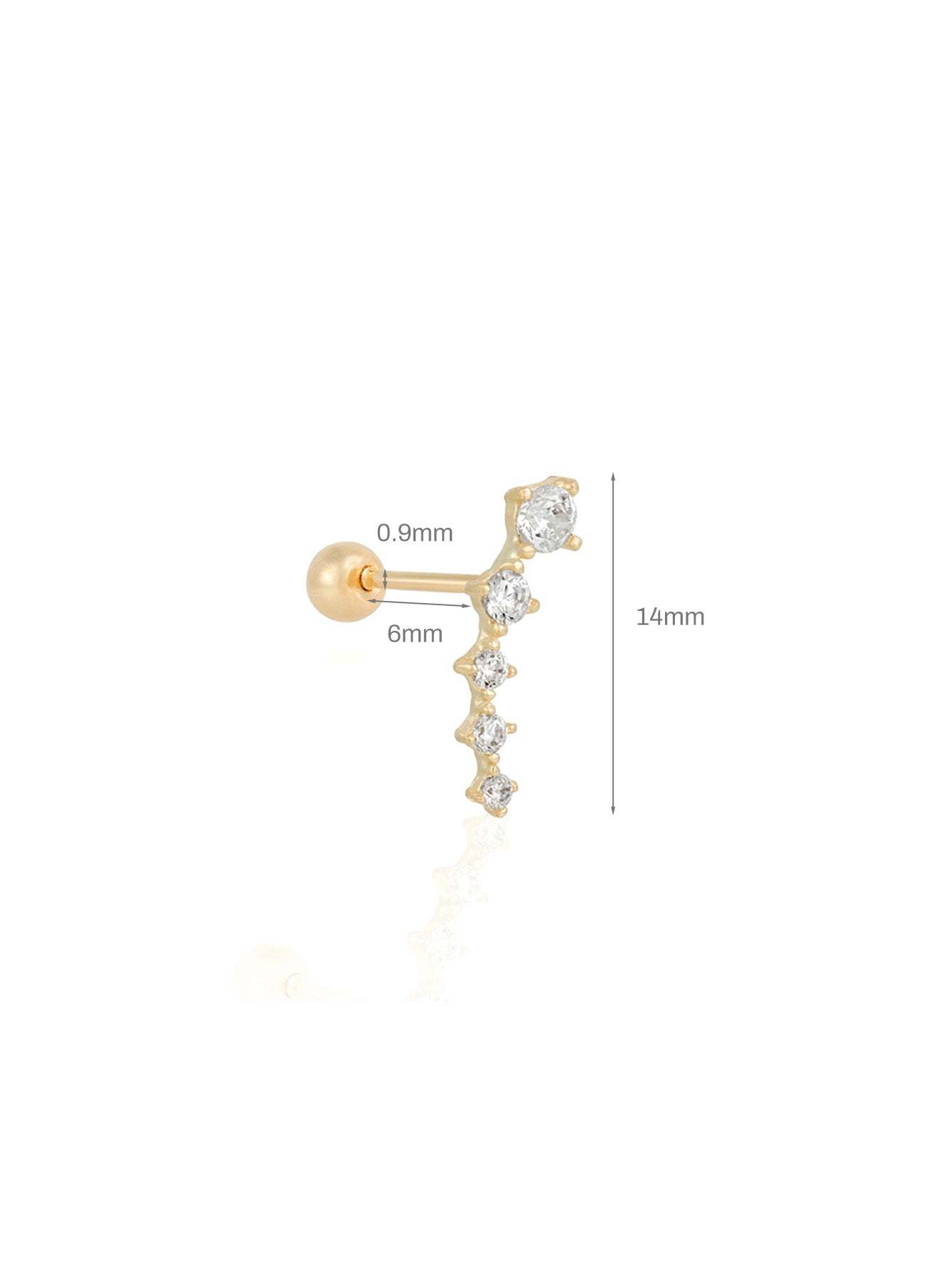 S925 Olara Gold Vermeil Curved Zircon Climber Earring-Olarajewelry