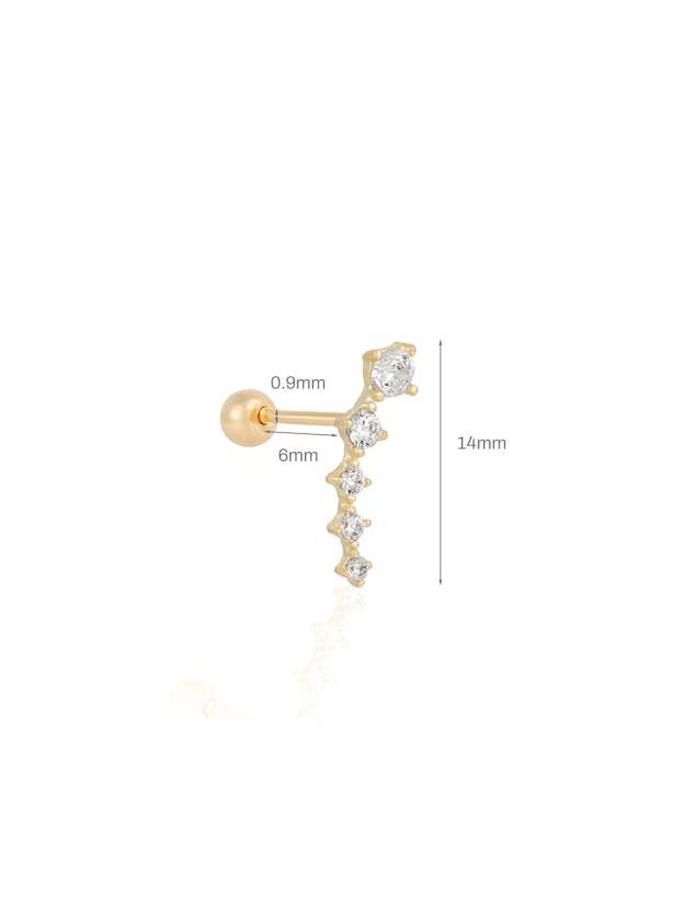S925 Olara Gold Vermeil Curved Zircon Climber Earring-Olarajewelry