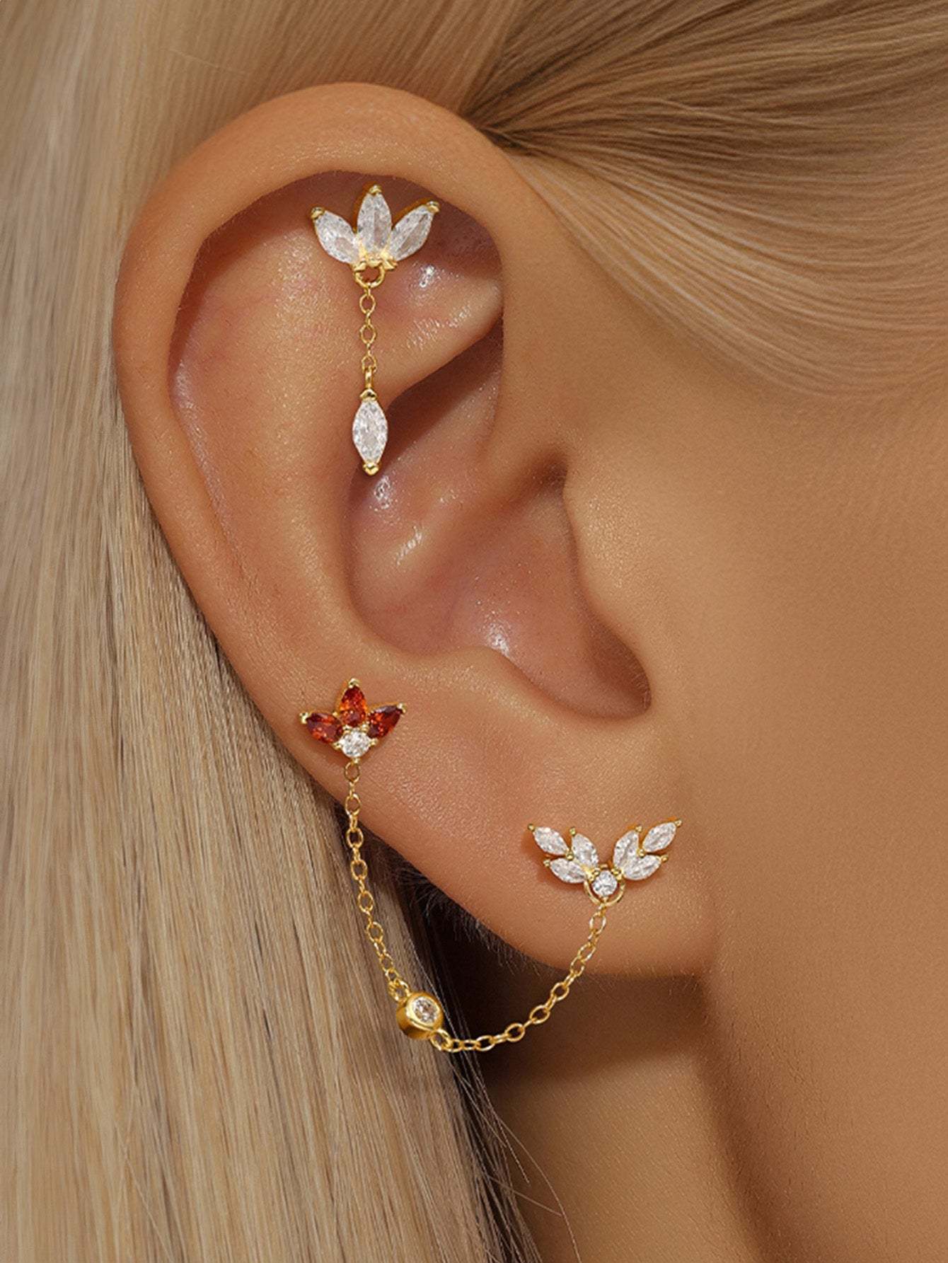 S925 Shining Round Zirconia Chain Hoop Charm-Olarajewelry