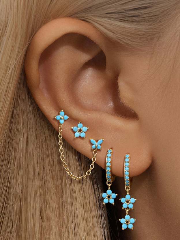 Turquoise Flower Butterfly Fashion Elegant S925 Earring-Olarajewelry