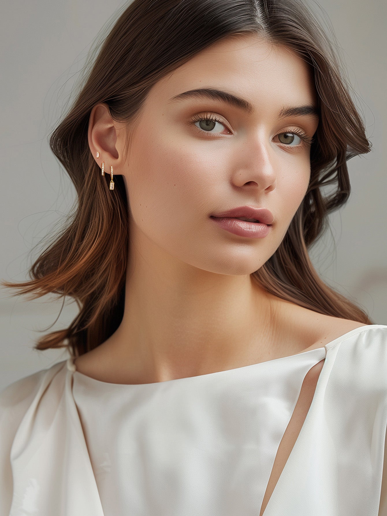 Olara Pave Sugar Cube Earring Set-Olarajewelry